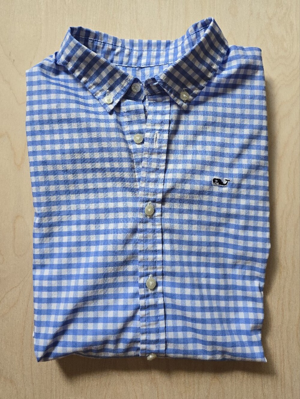 Vineyard Vines Boys' Blue Gingham Performance Cotton Size 16, Large